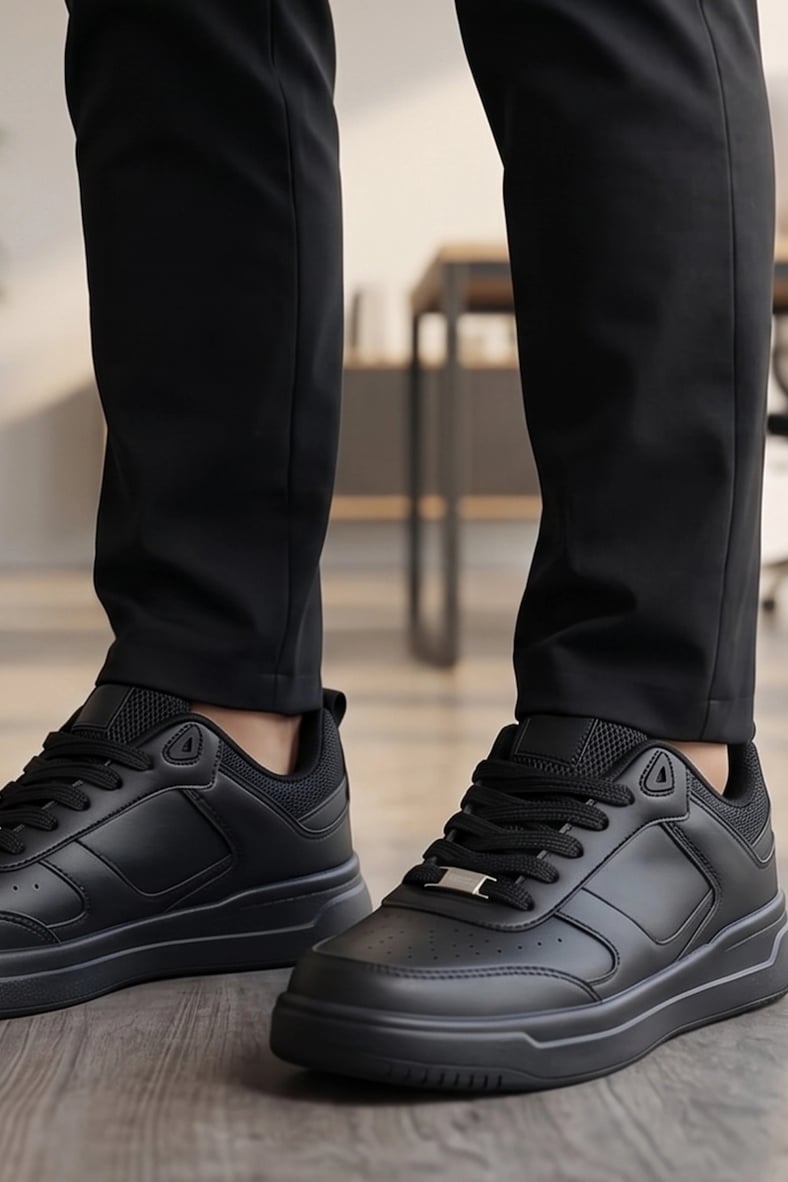 Color-Block Comfort: Siyah Erkek Çocuk Spor Ayakkabı