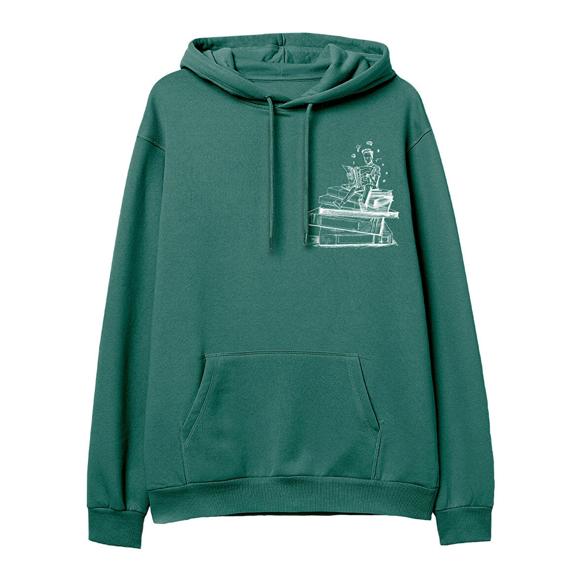 Think 2  Baskılı Yeşil Hoodie