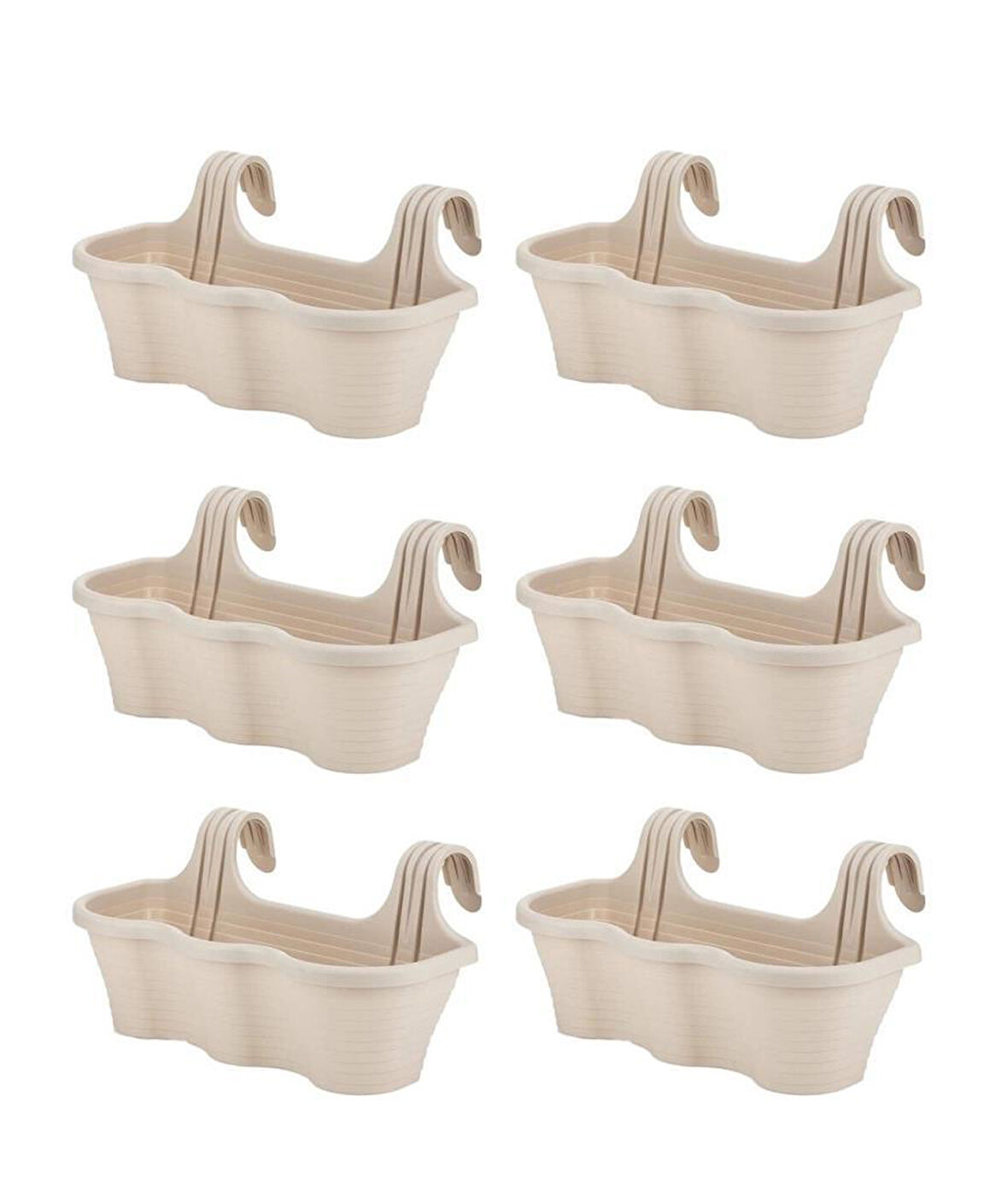 Omnipazar SO-TOM5 Tombik Askılı Balkon Saksı 10 Lt Kirli Beyaz 6 Adet