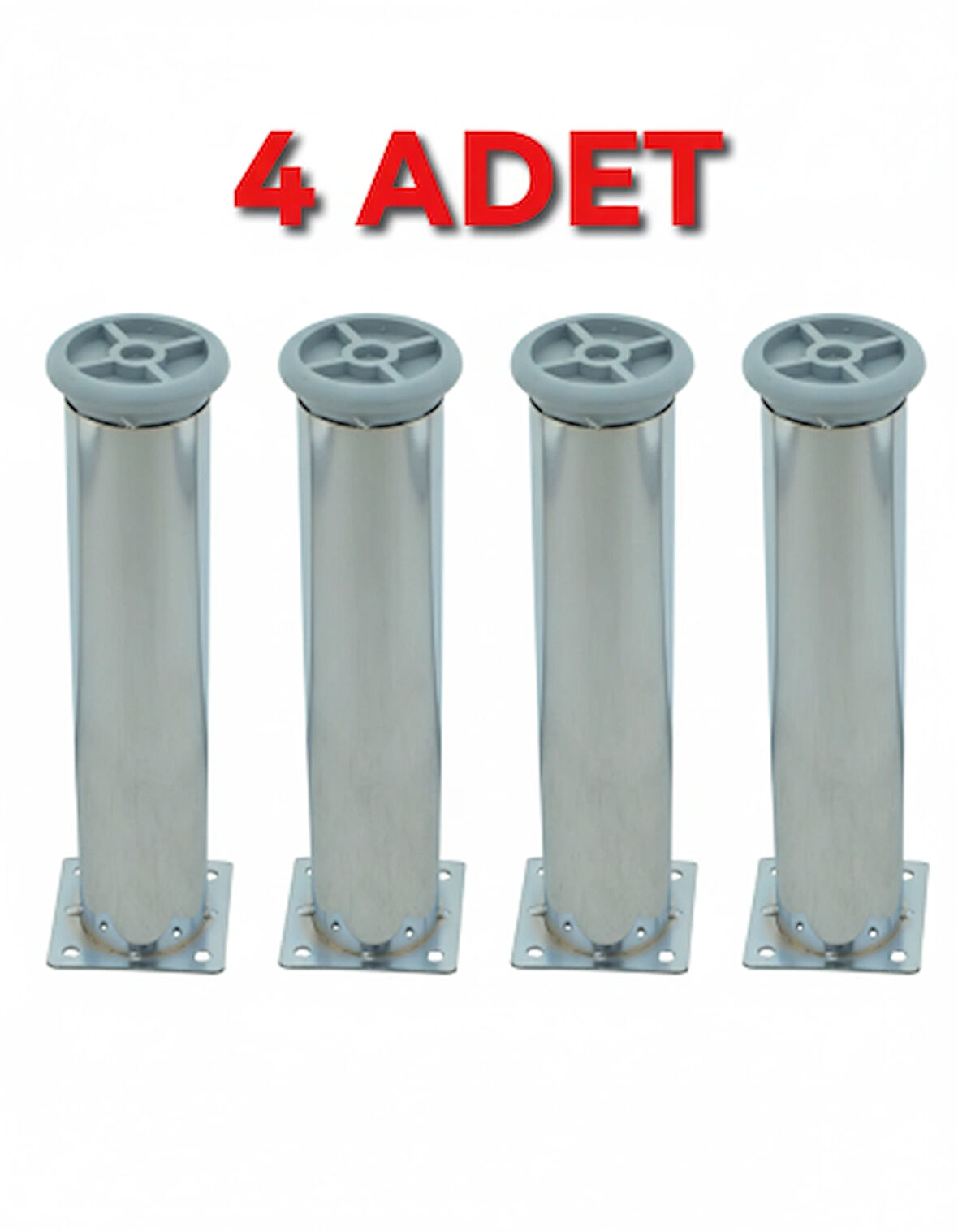 LUDIA Metal Ayarlanabilir 4 Adet Mobilya Ayağı Metal Tablalı 20cm