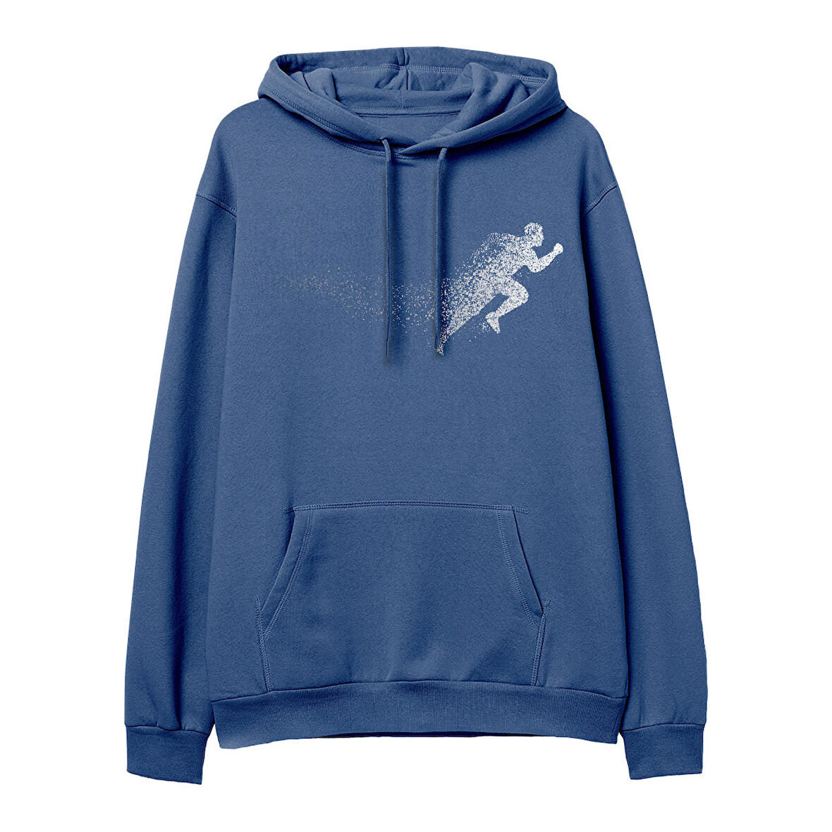 Run Baskılı Hoodie-Royal Mavi