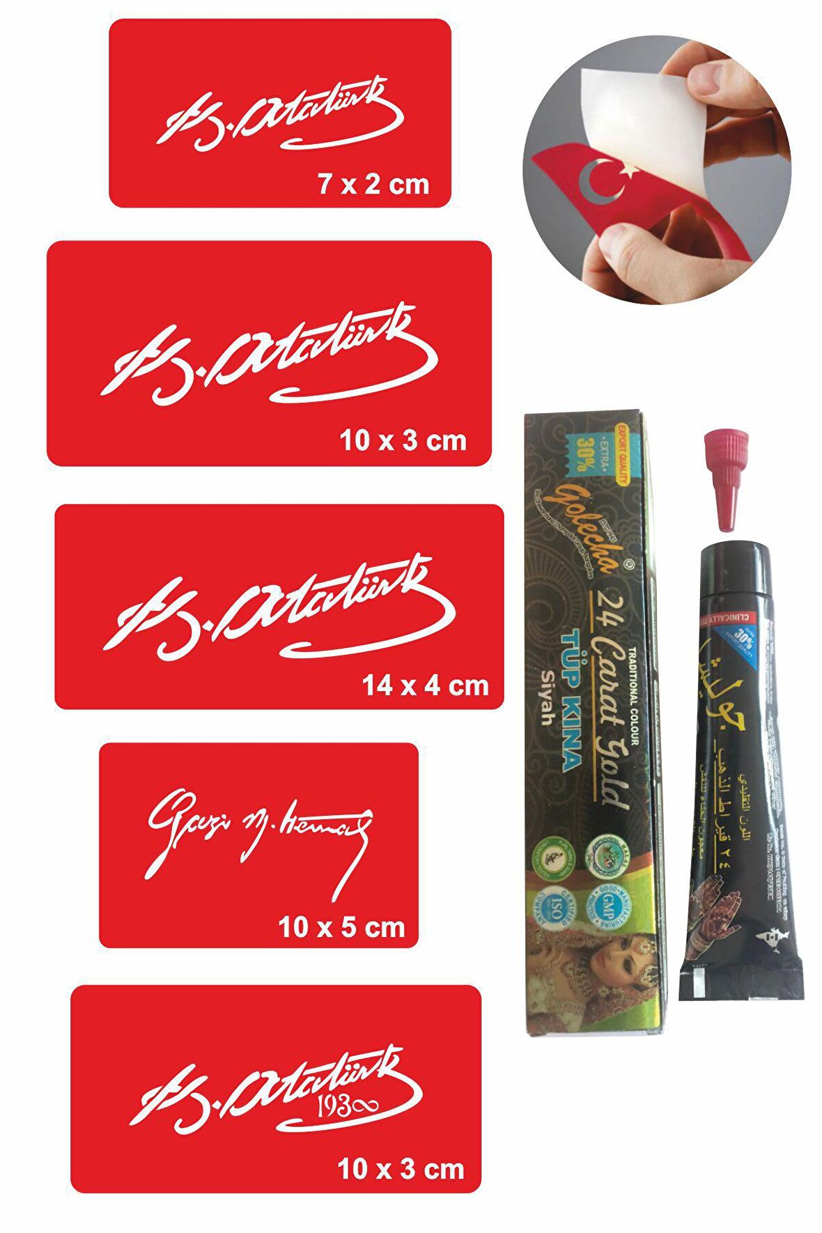 Atatürk imza Sembolleri Hint Kınası ile Geçici Dövme Yapma Seti