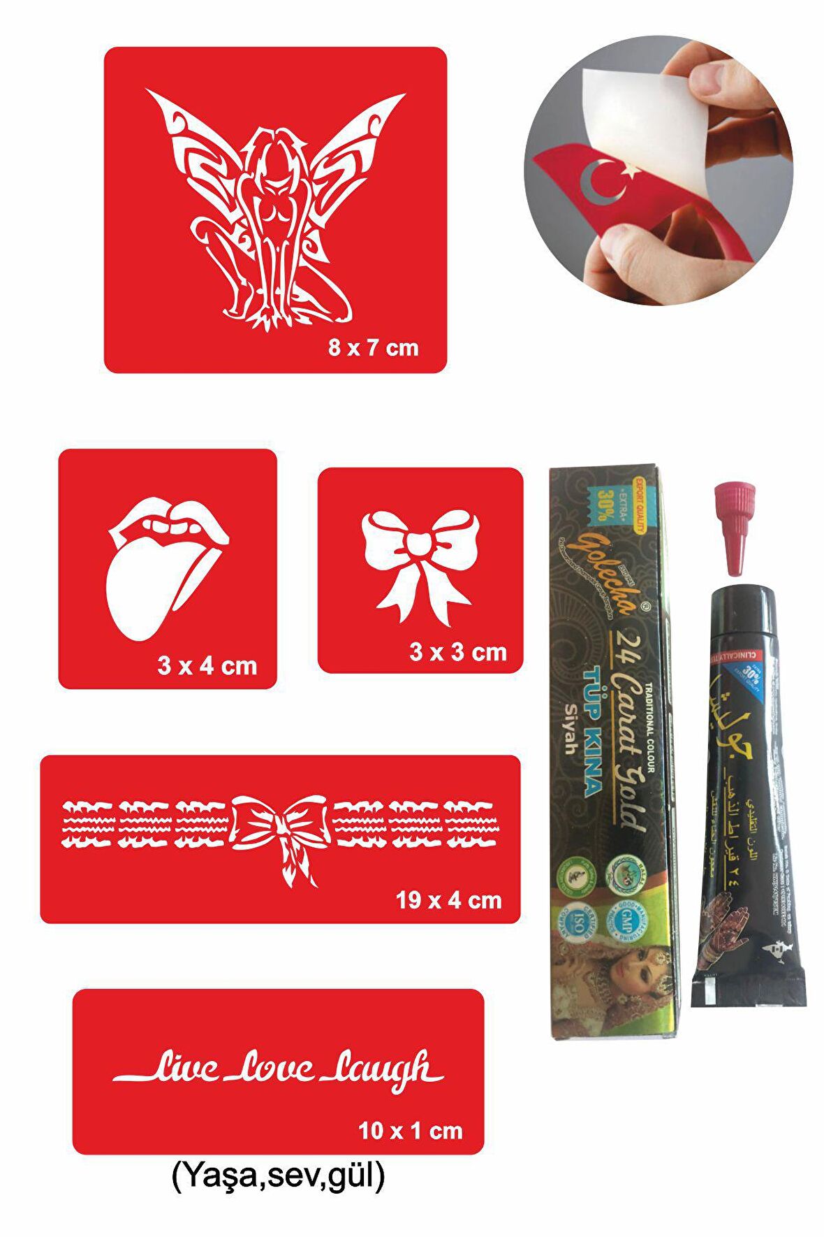 Fantezi Modelleri Hint Kınası ile Geçici Dövme Yapma Seti