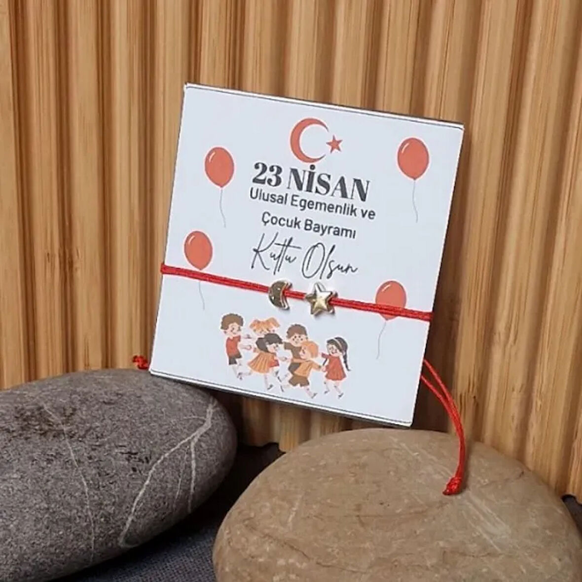 Uretti - Özlem 9422 -  4015 Ay Yıldız Temalı 5'li Paket 23 Nisan Çocuk Bilekliği - Gold Renk