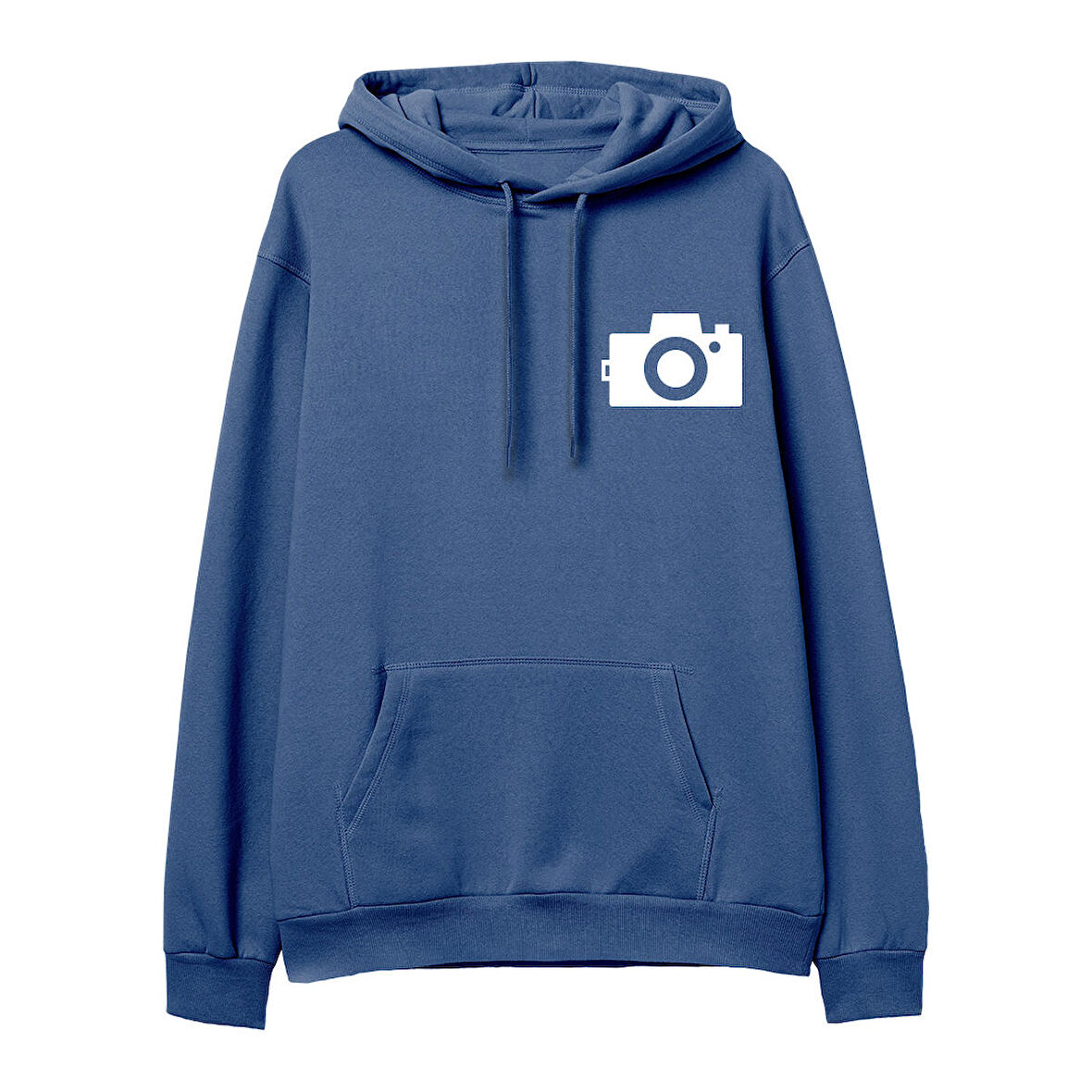 Photograph Baskılı Hoodie-Royal Mavi