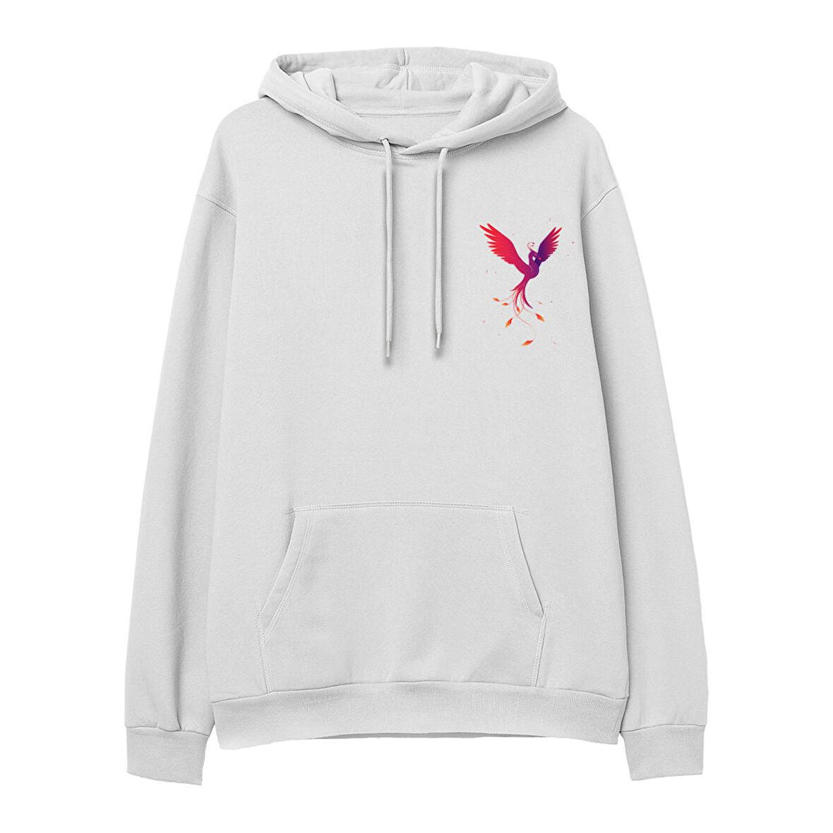 Phoenix  Baskılı Beyaz Hoodie