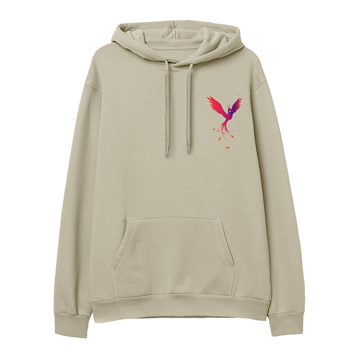Phoenix  Baskılı Krem Hoodie