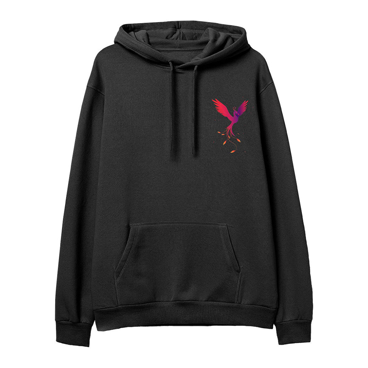 Phoenix  Baskılı Siyah Hoodie