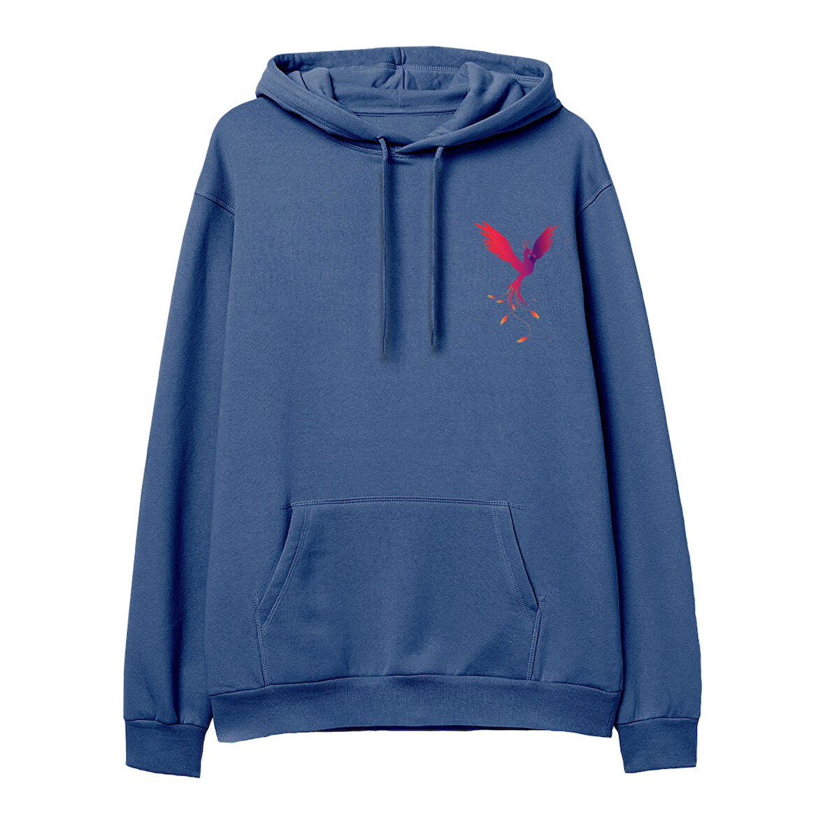 Phoenix Baskılı Hoodie-Royal Mavi