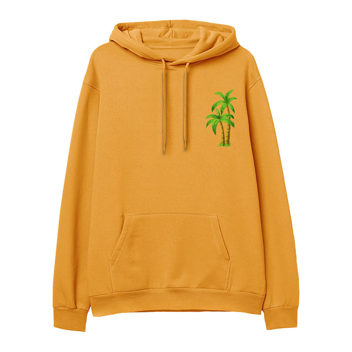 Palmiye Baskılı Hoodie-Portakal