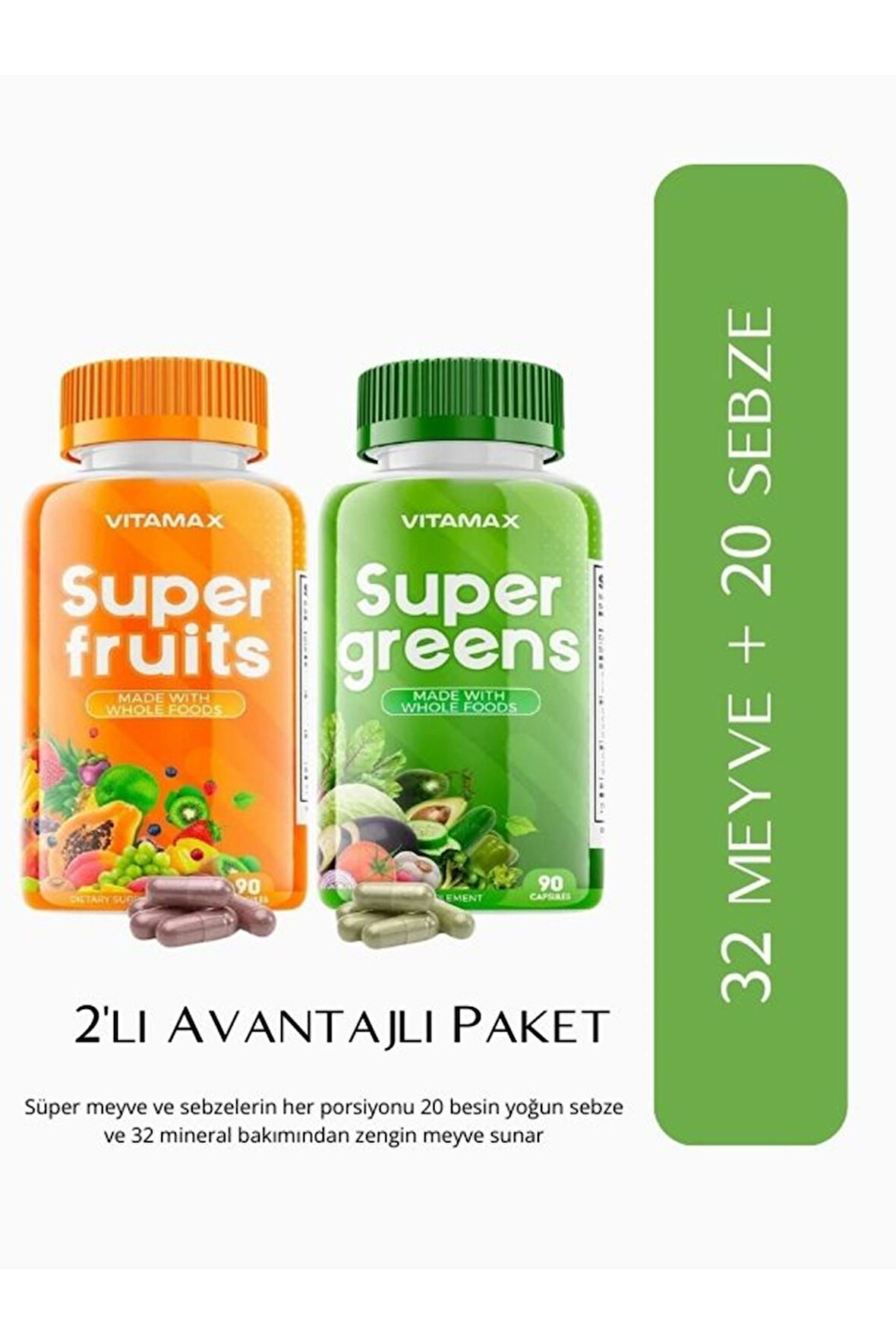 Super Fruits + Super Greens 90 + 90 Kapsül