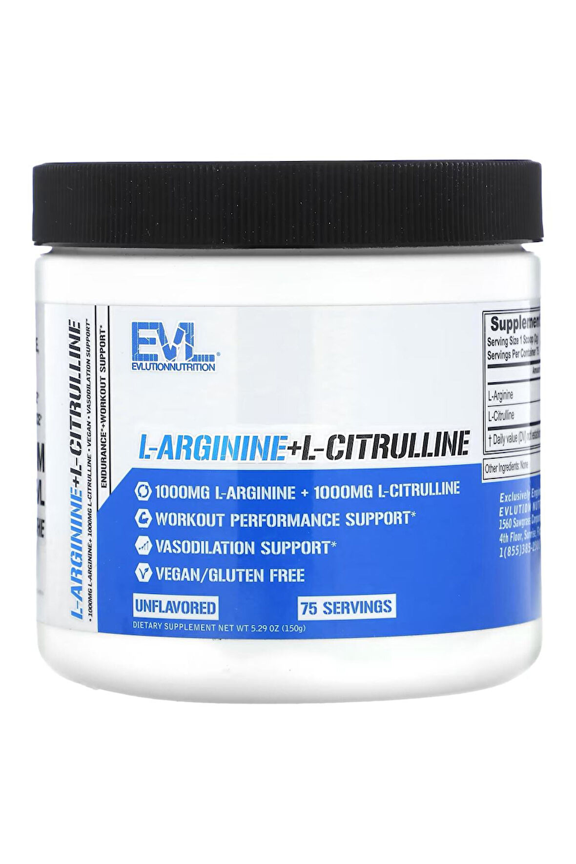 Evlution Nutrition L-Arginine+L-Citrulline Unflavored 5.29 Oz (150 G)