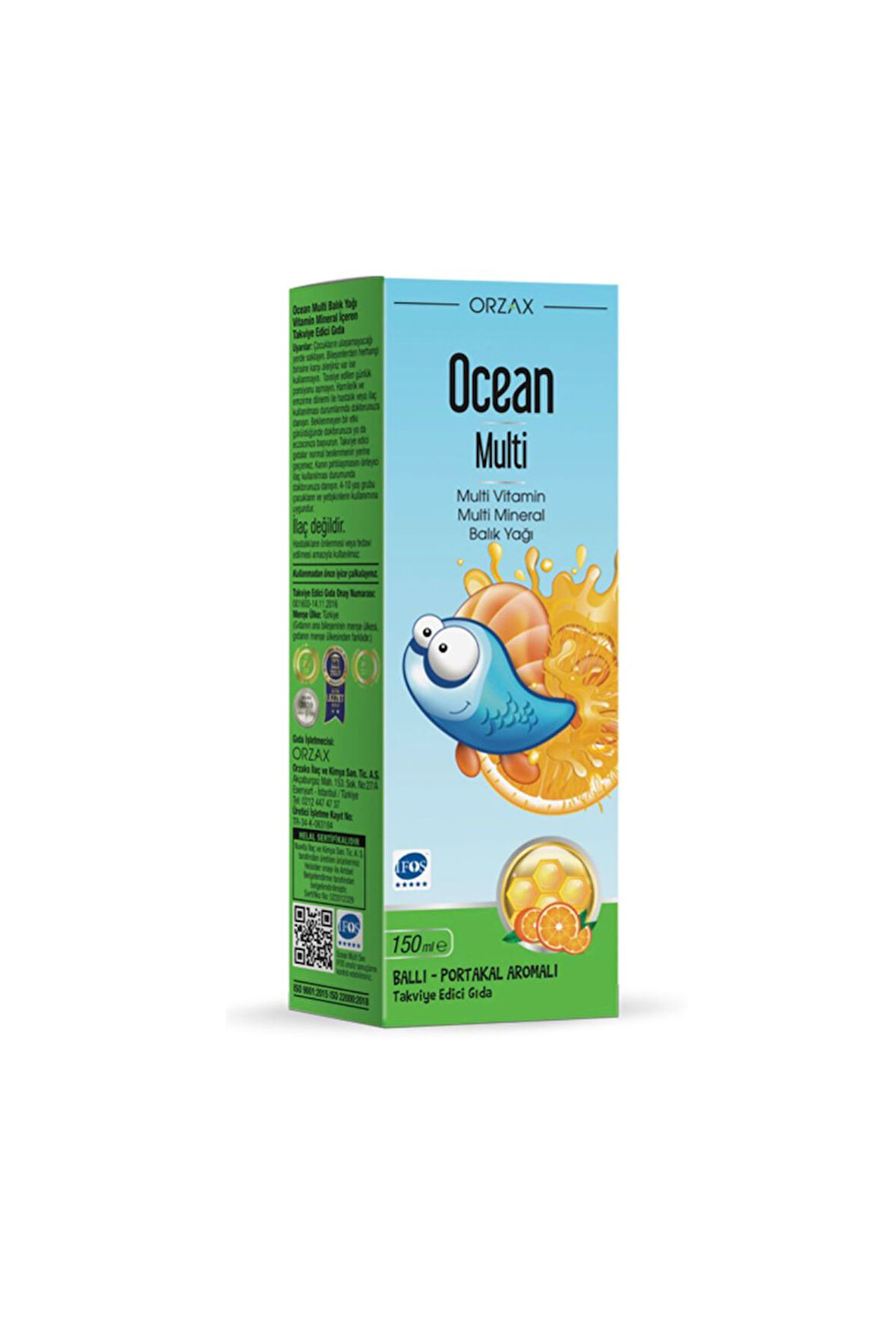 Ocean Ocean Multi Şurup Ballı Portakal Aromalı Balık Yağı 150 Ml