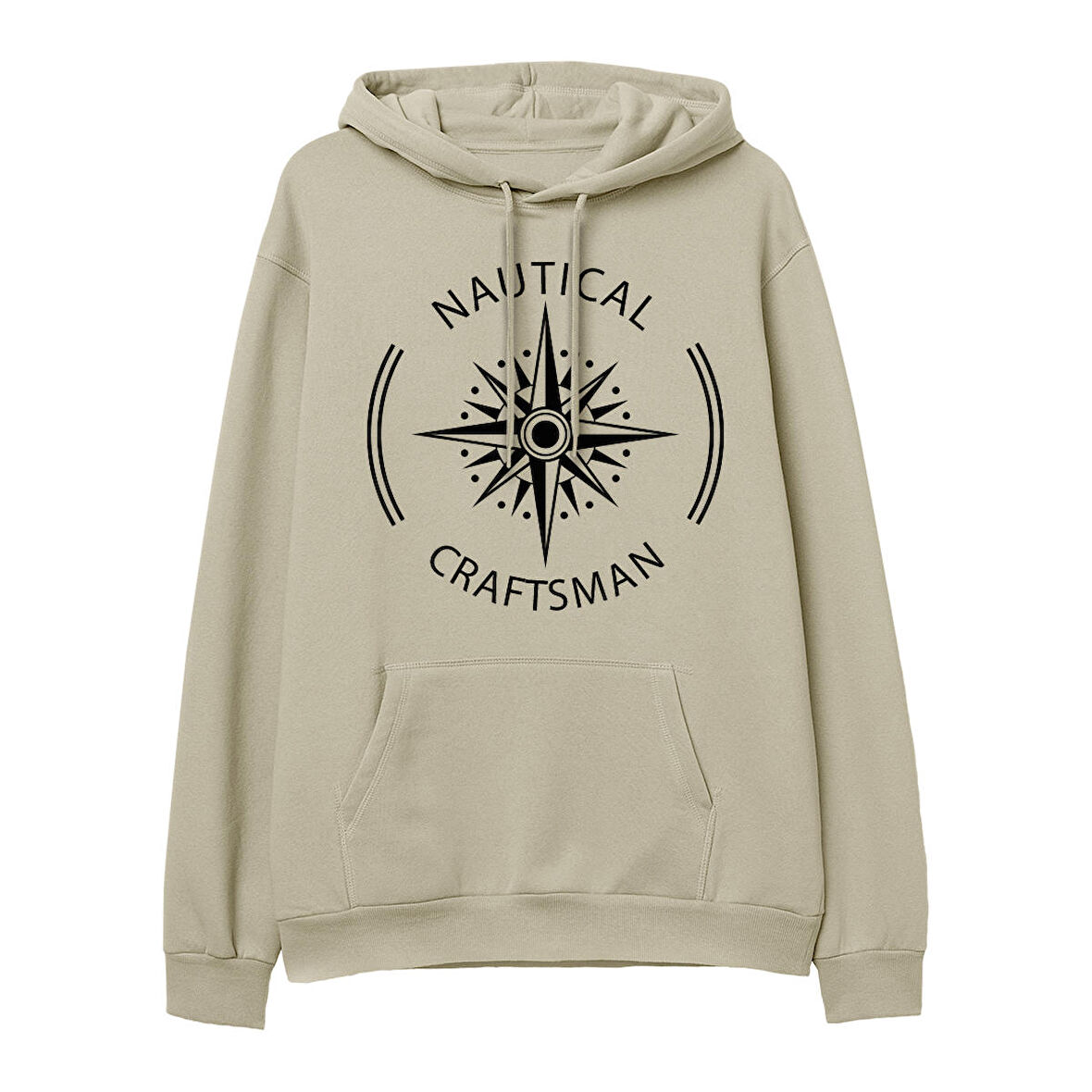 Nautical Craftsman  Baskılı Krem Hoodie