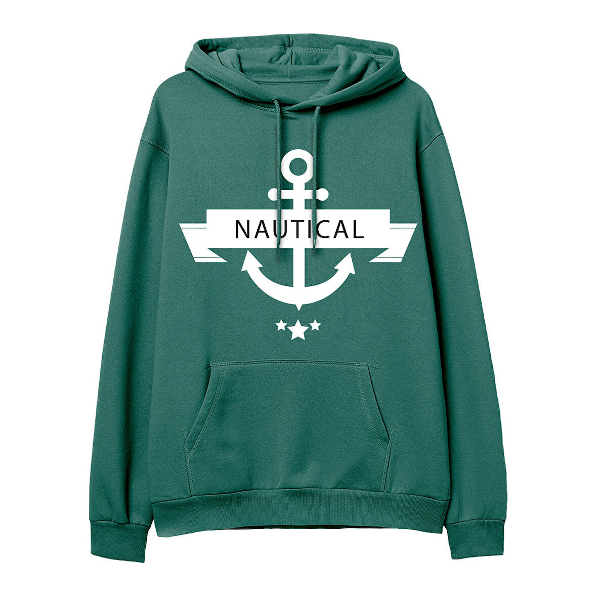 Nautical  Baskılı Yeşil Hoodie