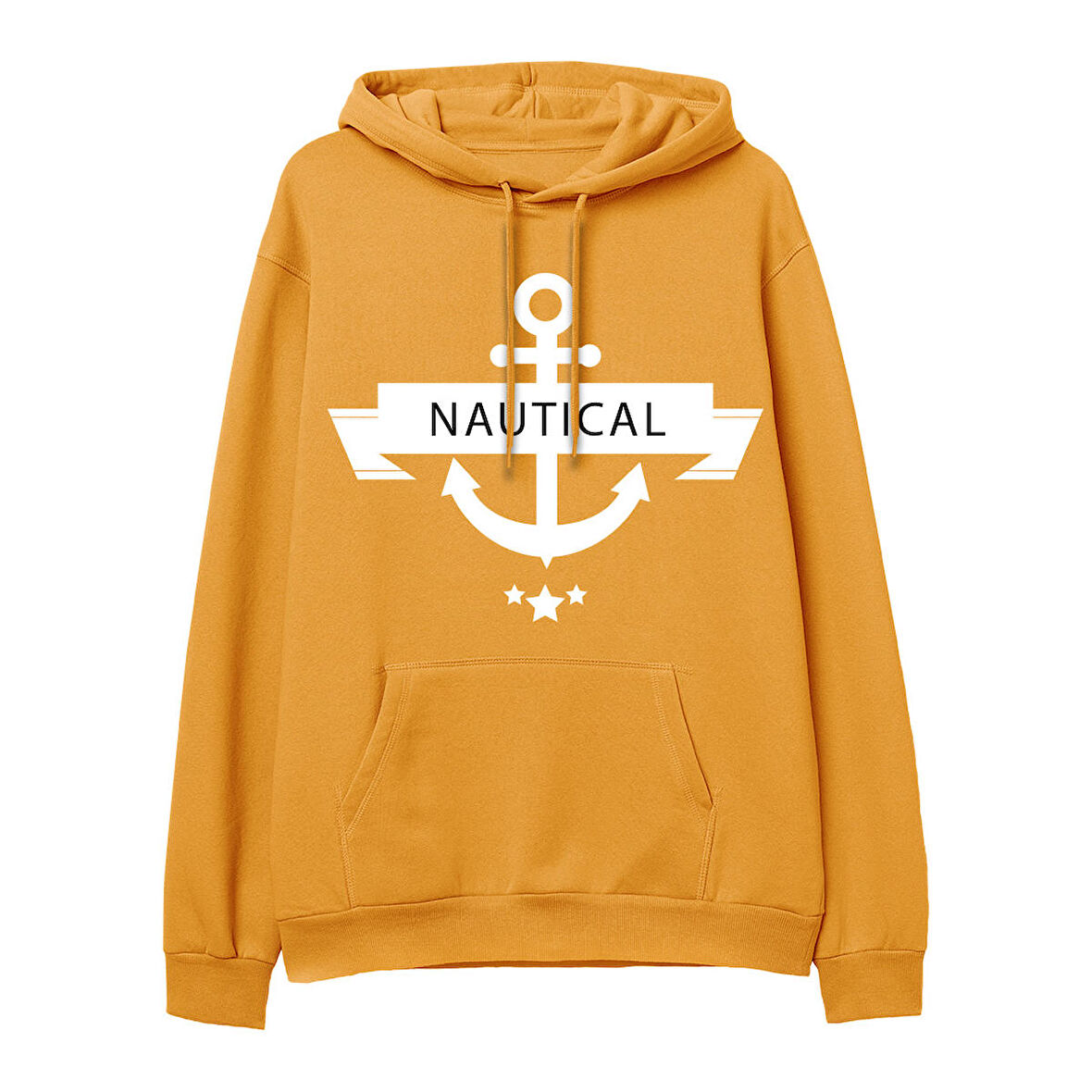 Nautical Baskılı Hoodie-Portakal