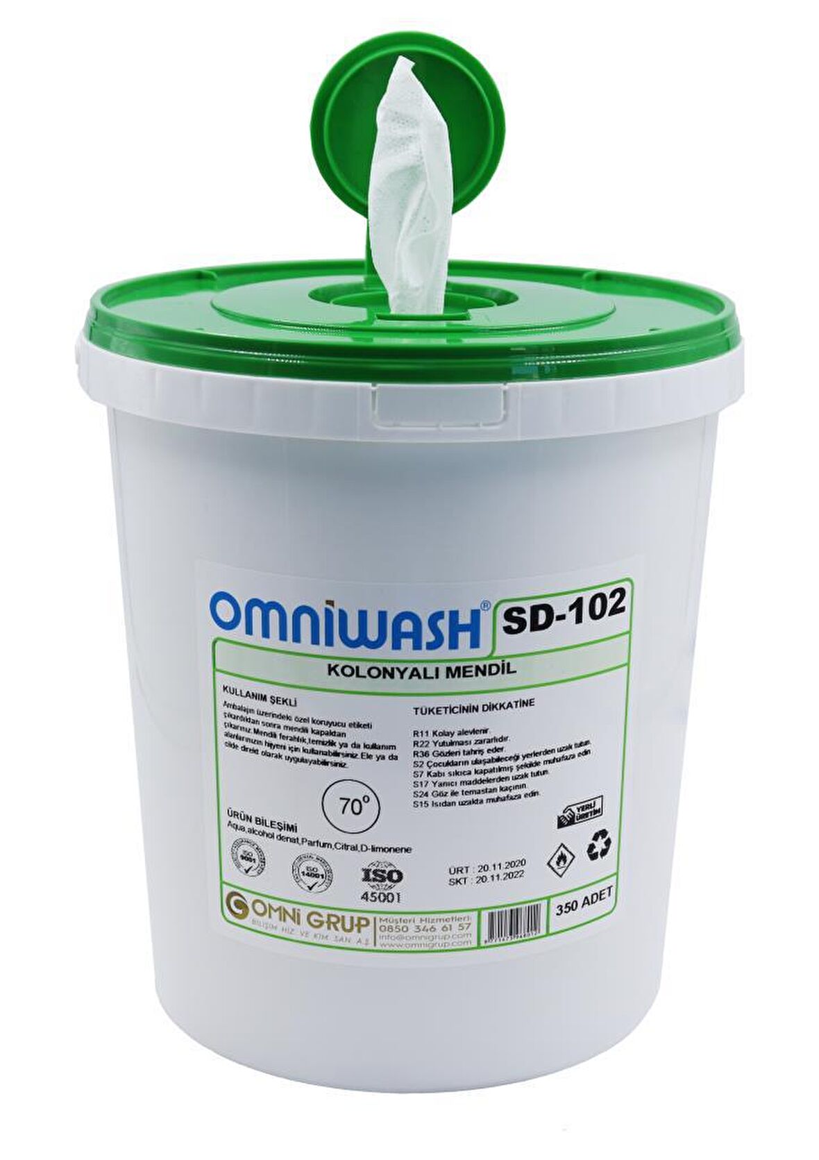 Omniwash SD-102 Limon Kolonyalı Hijyenik Mendil 350 Adet 22983