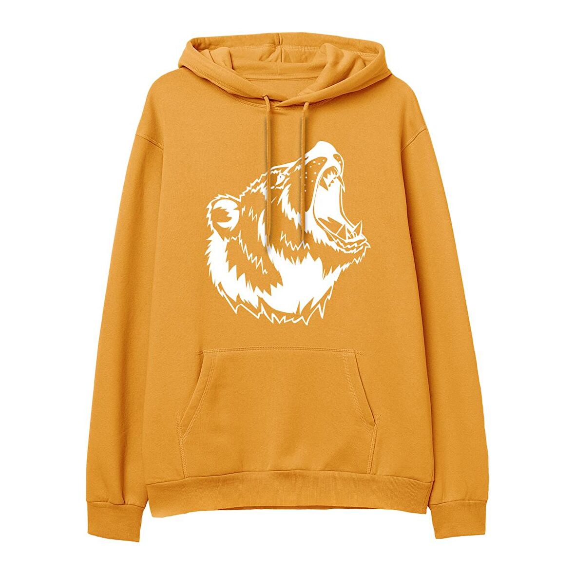 Bear Big Baskılı Hoodie-Portakal