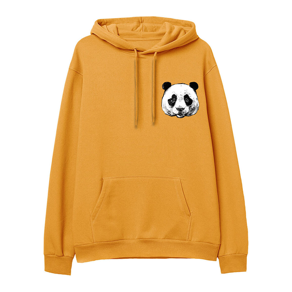 Panda Baskılı Hoodie-Portakal