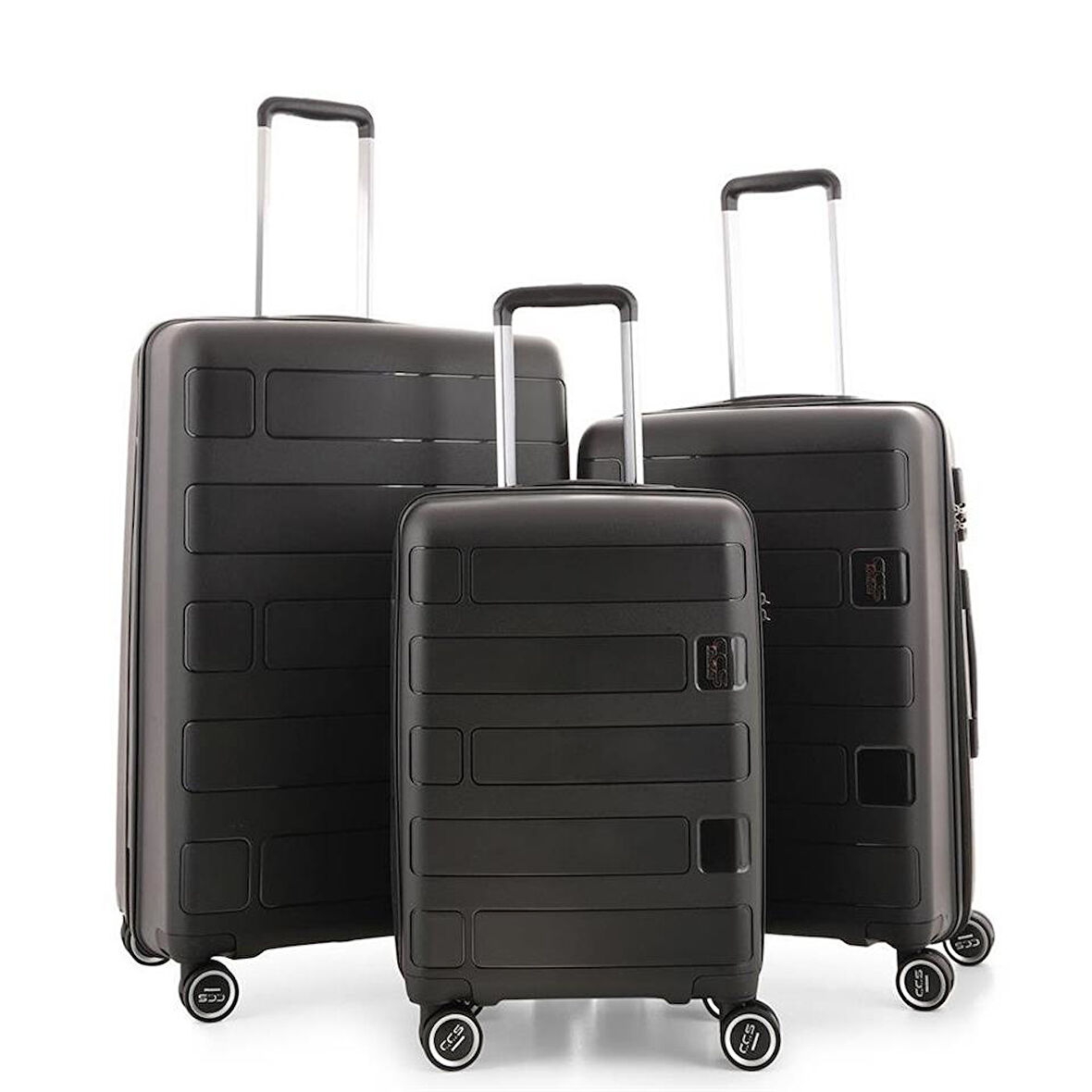 ÇÇS 5236 Polipropilen 3 Lü Valiz Seti Siyah
