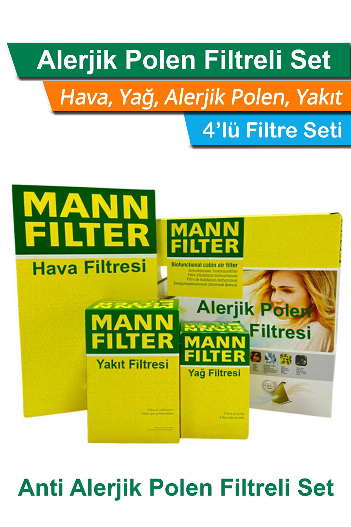 Mercedes Viano 2.2 CDI MANN Filtre Bakım Seti 2004-2010 Hava+Yağ+Yakıt+A.Alerjik Polen