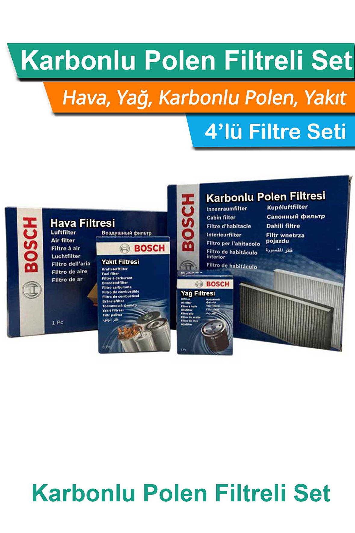 Mercedes A180 CDI W169 Bosch Filtre Bakım Seti 2004-2008 Hava+Yağ+Yakıt+Karbonlu Polen