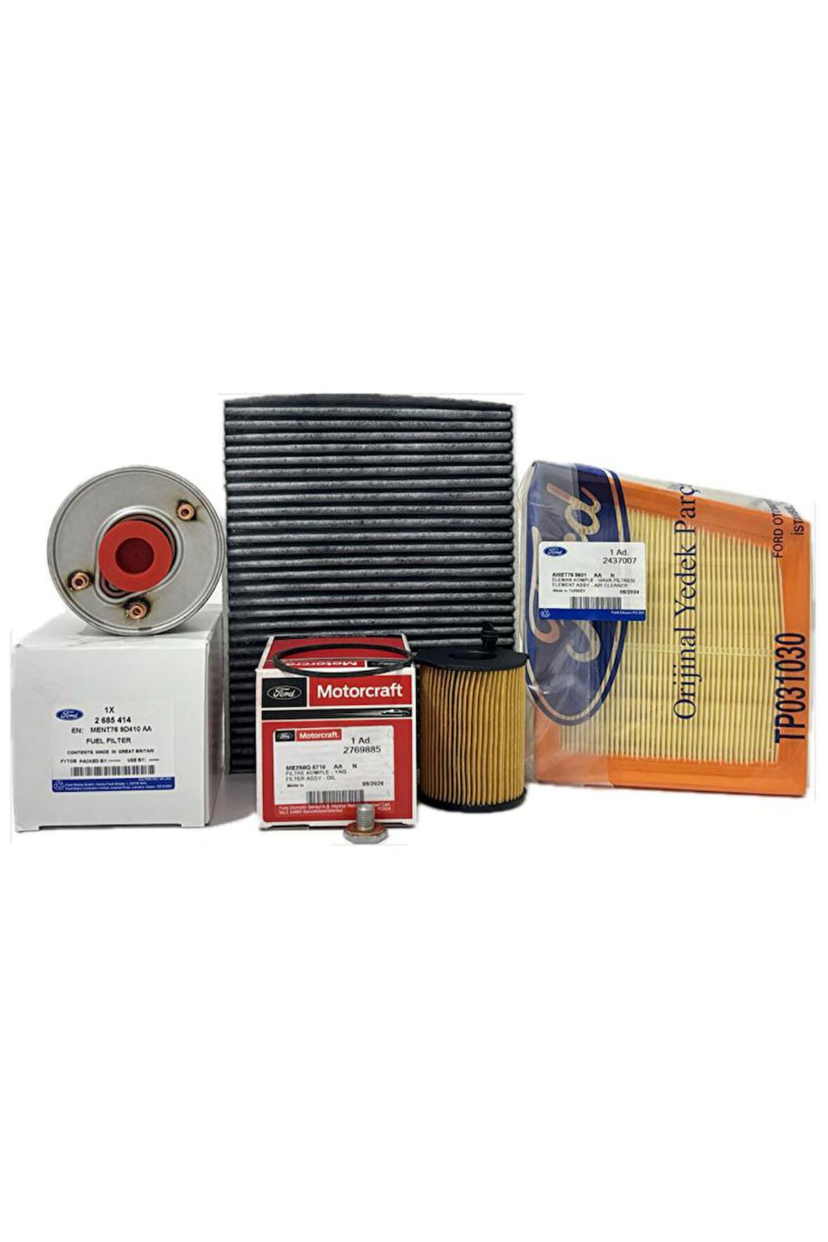 Ford Courier 1.5 ve 1.6 TDCi Dizel Filtre Bakım Seti 2014-2017 Hava+Yağ+K.Polen+Yakıt Filtresi