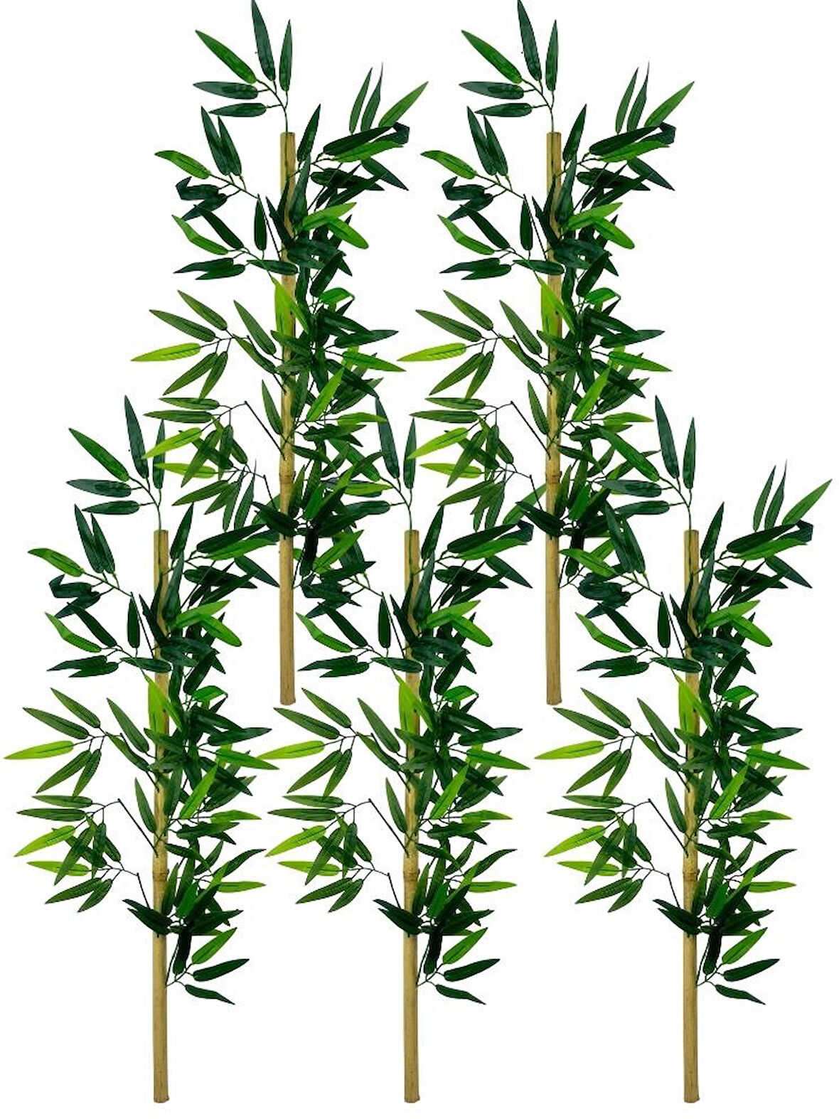 5li Set Yapay Bambu Sopası 10 Yapraklı 90cm Yapay Çiçek Bambu Duvarı Separatör Çiçeği Yapay Çiçek