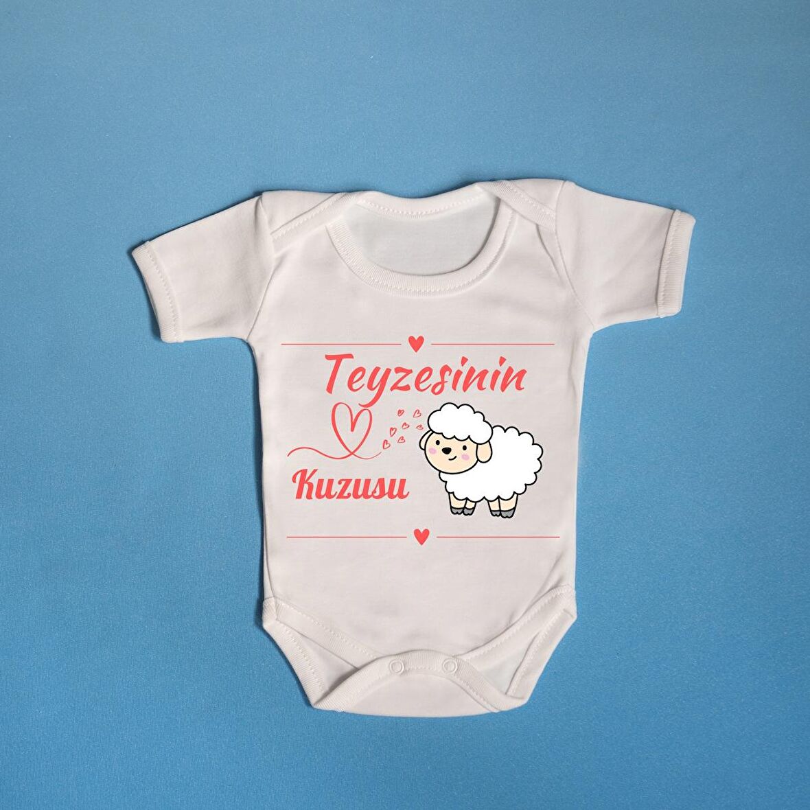 Teyzesinin Kuzusu Yazılı Pamuklu Bebek Zıbını