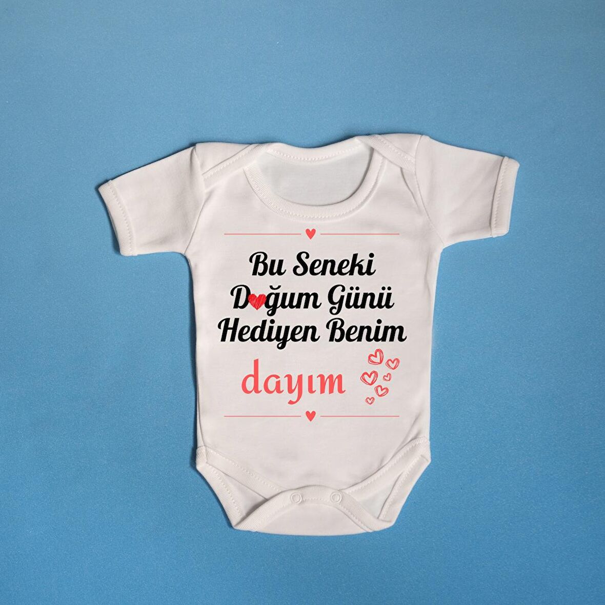 Doğum Günü Hediyen Benim Dayım Yazılı Pamuklu Bebek Zıbını