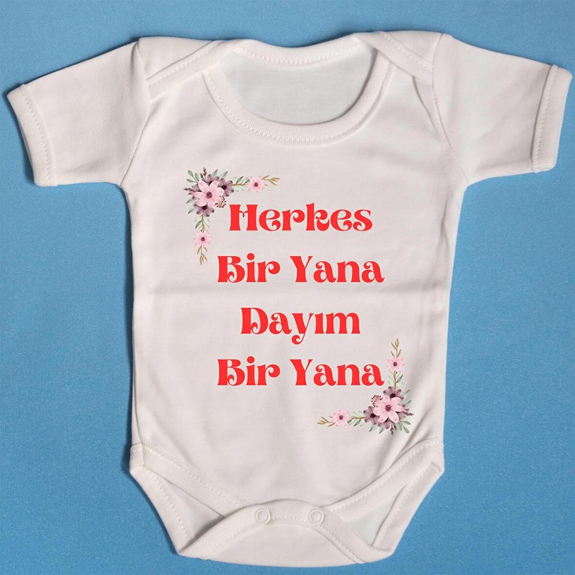 Pamuklu Bebek Zıbını Dayım Bir yana Yazılı Zıbın