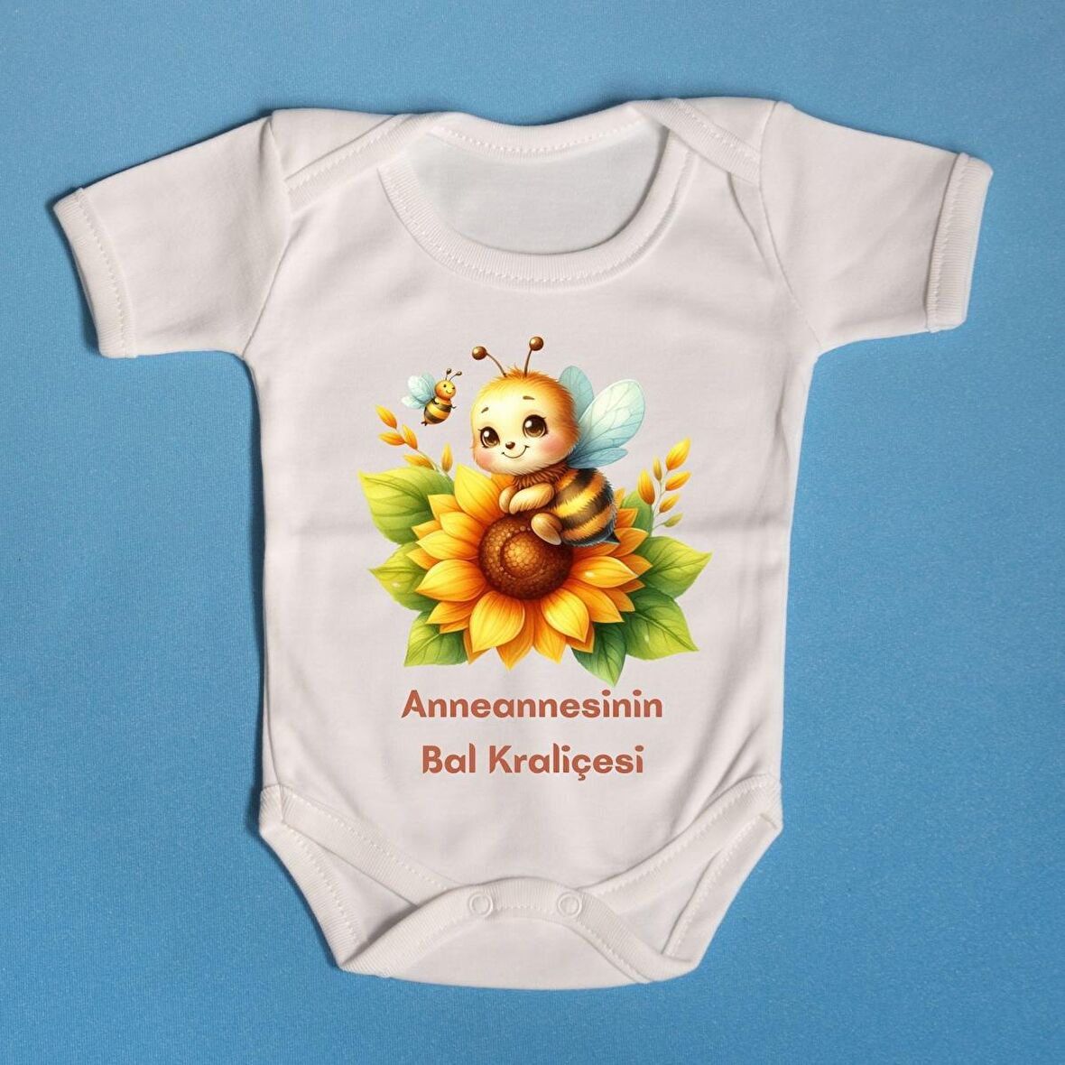 Organik %100 Pamuklu Zıbın Anneannesinin Bal kraliçesi