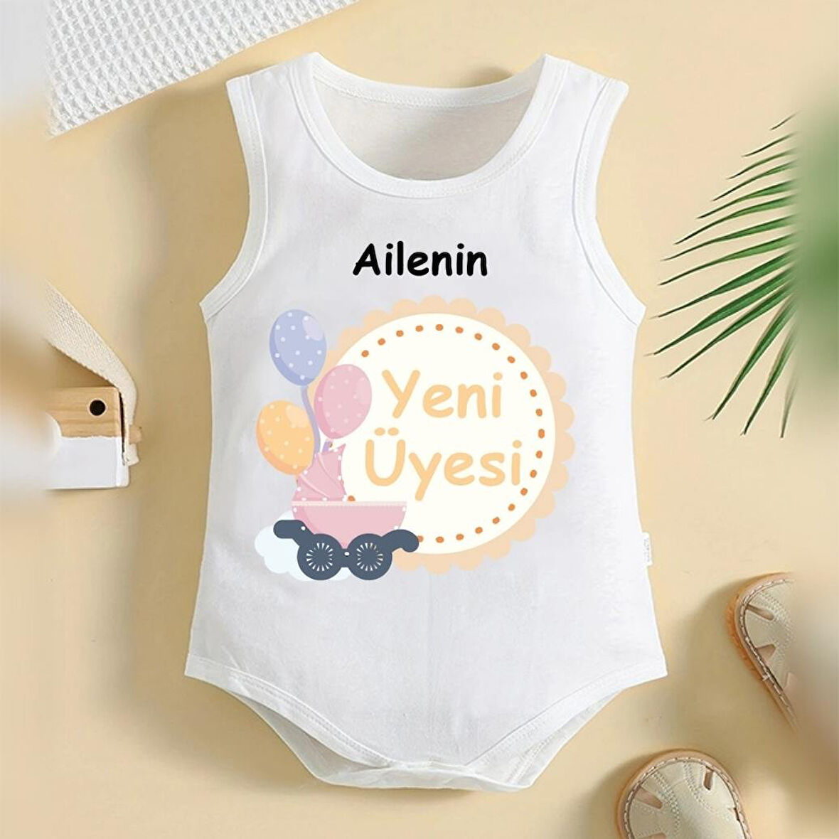 %100 Pamuklu Organik Baskılı Premium Çıtçıtlı Bebek Body Atlet Zıbın 00304