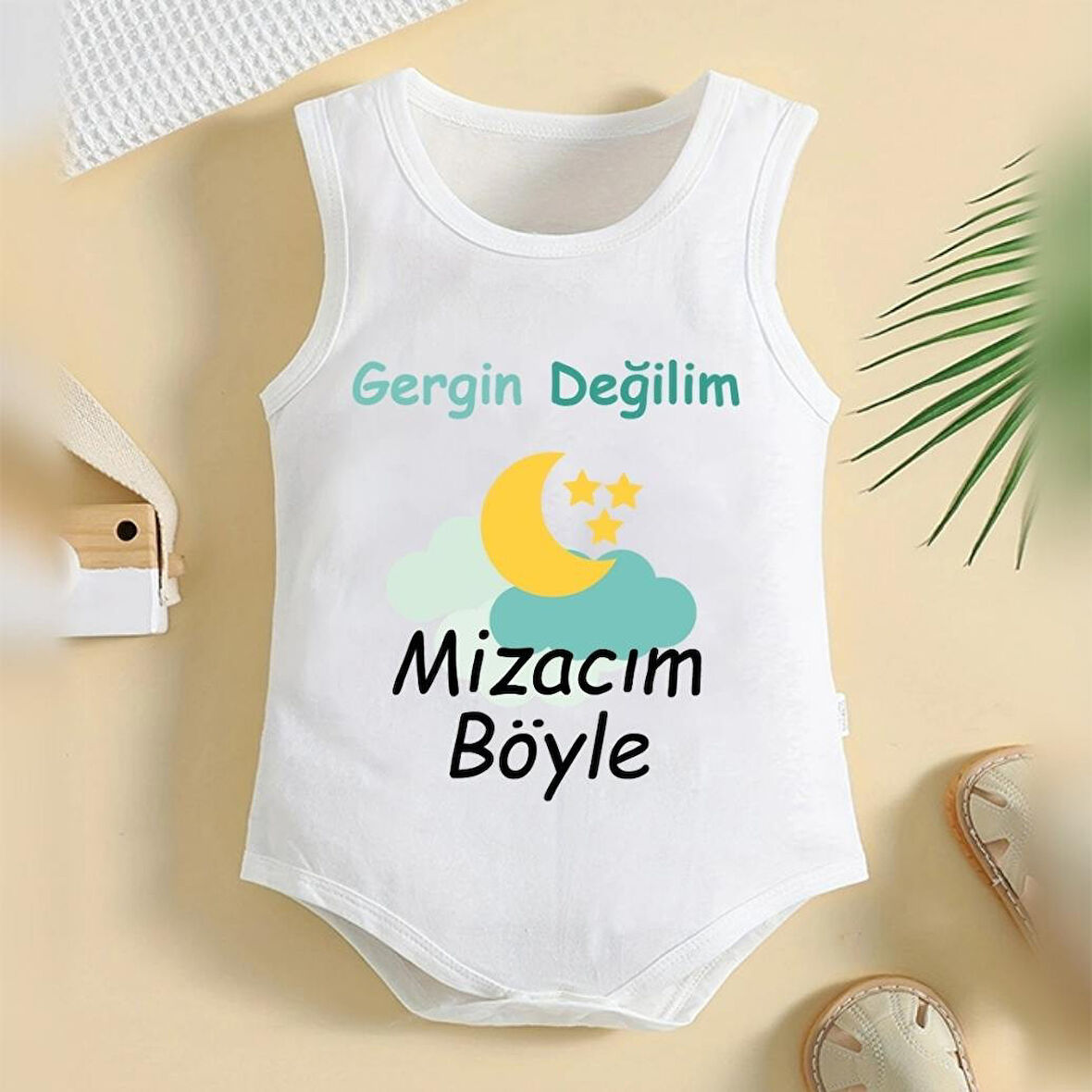 %100 Pamuklu Organik Baskılı Premium Çıtçıtlı Bebek Body Atlet Zıbın 00314
