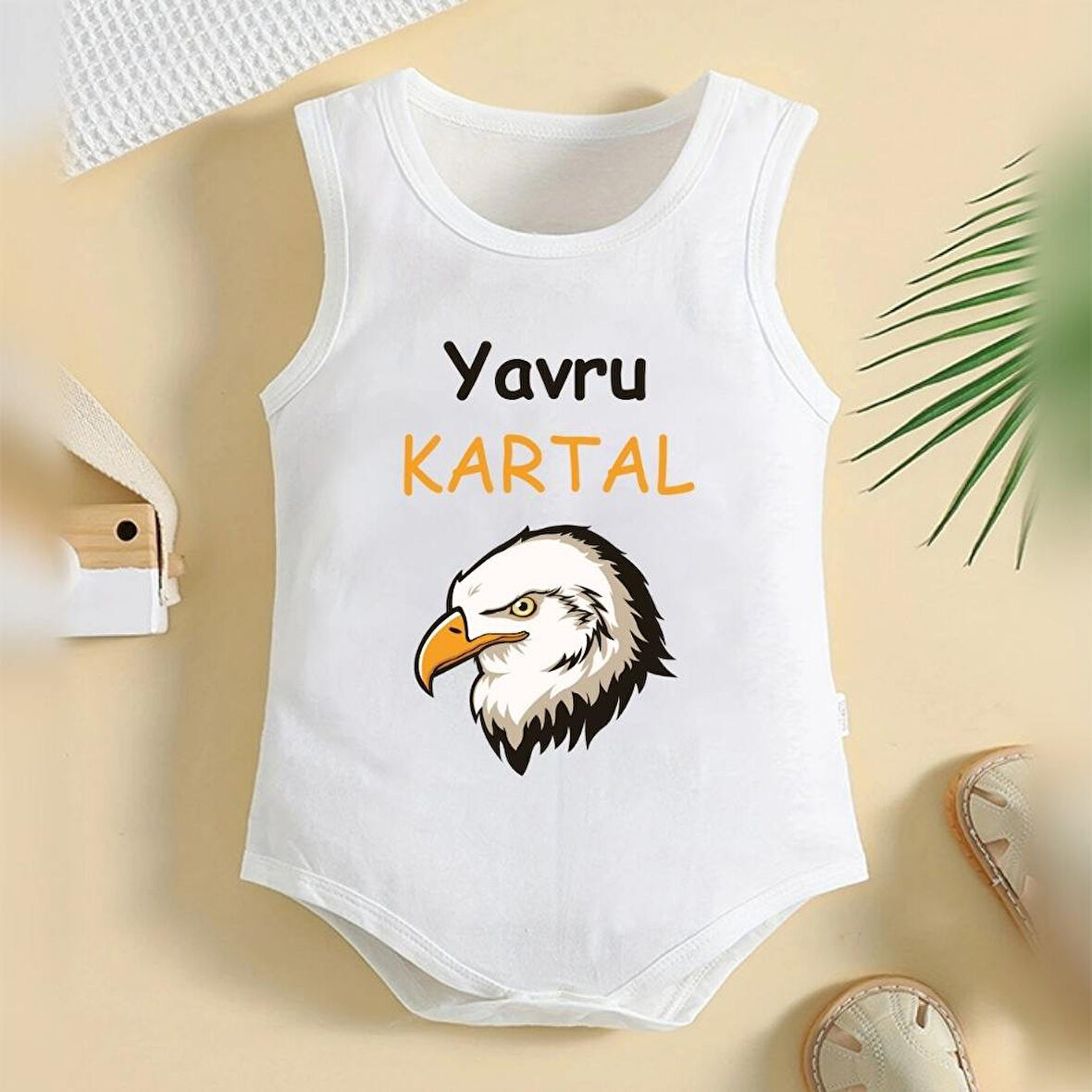 %100 Pamuklu Organik Baskılı Premium Çıtçıtlı Bebek Body Atlet Zıbın 00320