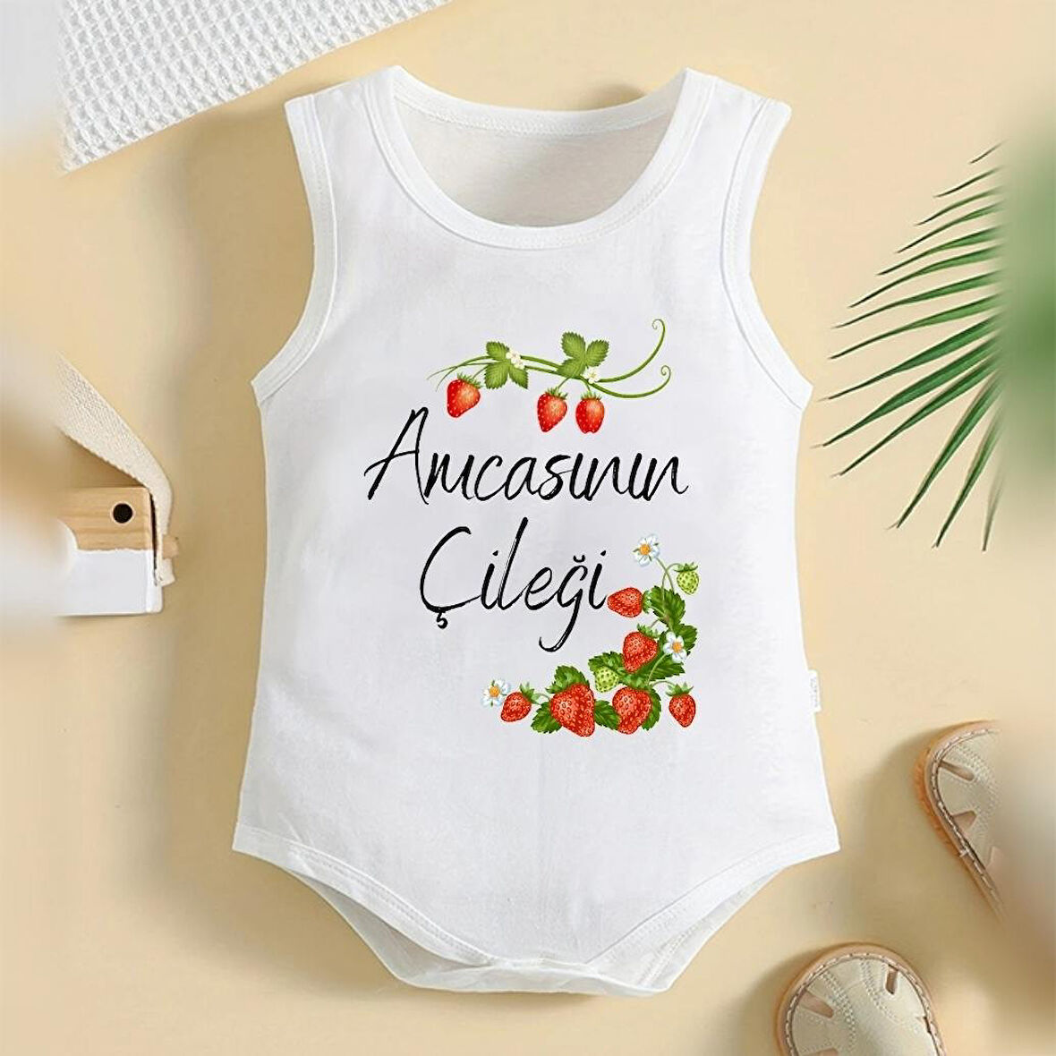 %100 Pamuklu Organik Baskılı Premium Çıtçıtlı Bebek Body Atlet Zıbın 00383