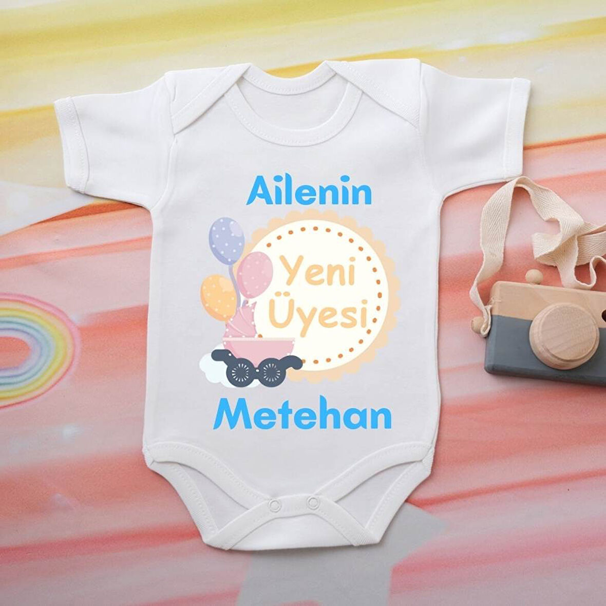 %100 Pamuklu Organik Baskılı Premium Çıtçıtlı Bebek Body Zıbın 00002