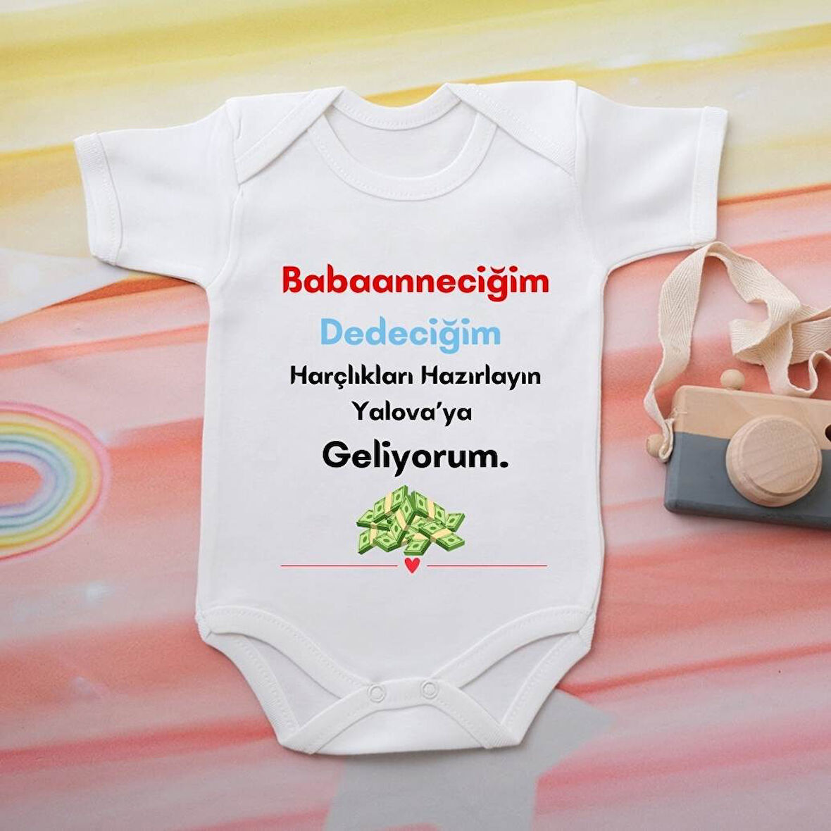 %100 Pamuklu Organik Baskılı Premium Çıtçıtlı Bebek Body Zıbın 00008