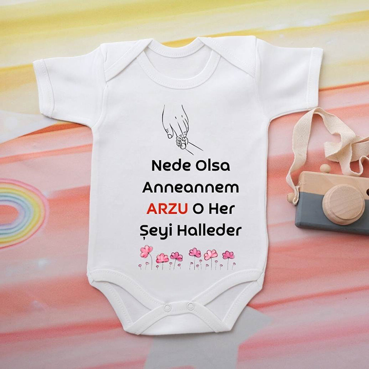 %100 Pamuklu Organik Baskılı Premium Çıtçıtlı Bebek Body Zıbın 00011