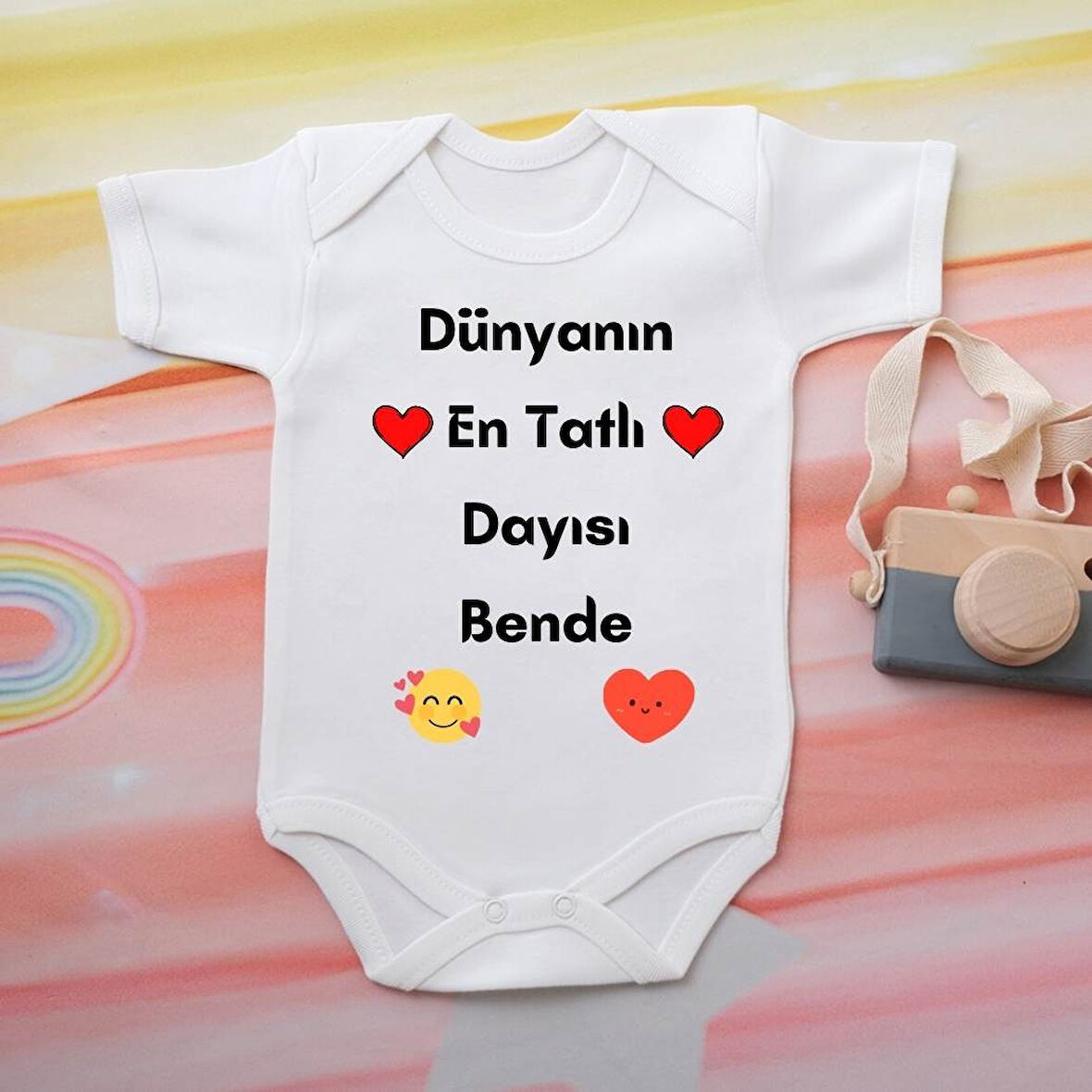 %100 Pamuklu Organik Baskılı Premium Çıtçıtlı Bebek Body Zıbın 00020