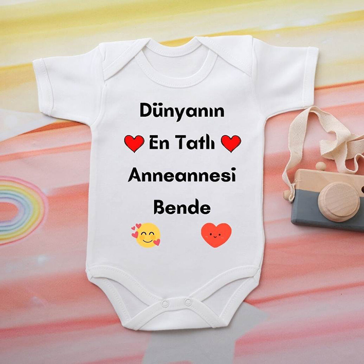 %100 Pamuklu Organik Baskılı Premium Çıtçıtlı Bebek Body Zıbın 00024