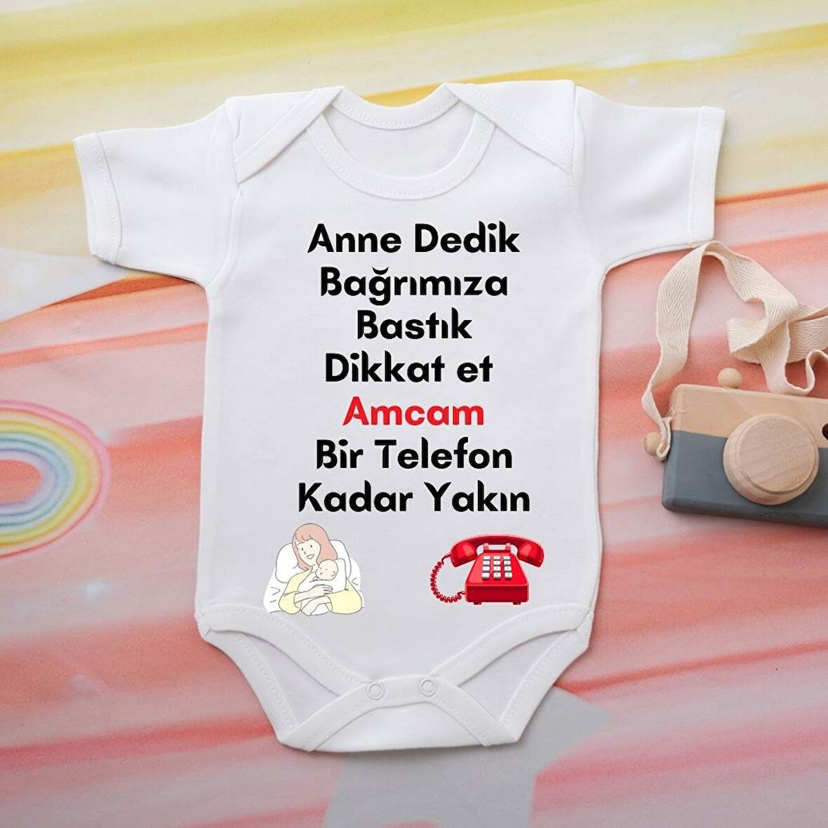 %100 Pamuklu Organik Baskılı Premium Çıtçıtlı Bebek Body Zıbın 00040