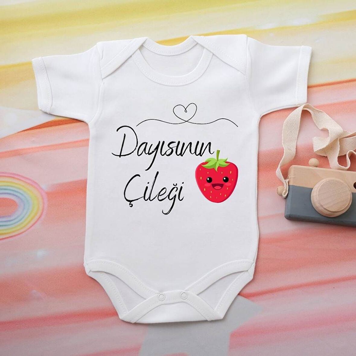 %100 Pamuklu Organik Baskılı Premium Çıtçıtlı Bebek Body Zıbın 00049