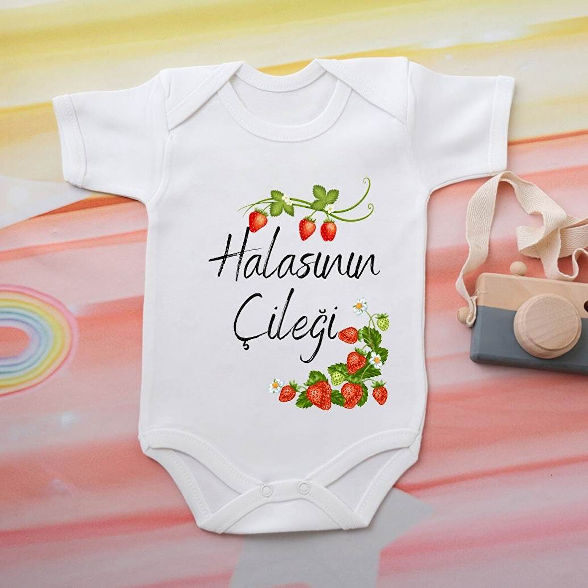 %100 Pamuklu Organik Baskılı Premium Çıtçıtlı Bebek Body Zıbın 00056