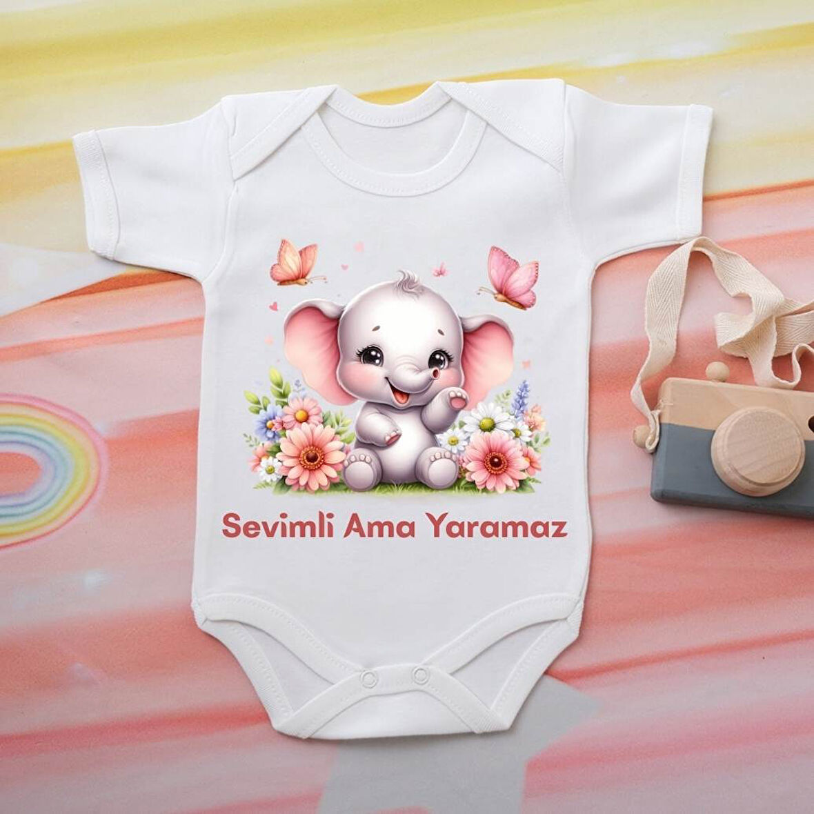 %100 Pamuklu Organik Baskılı Premium Çıtçıtlı Bebek Body Zıbın 00069