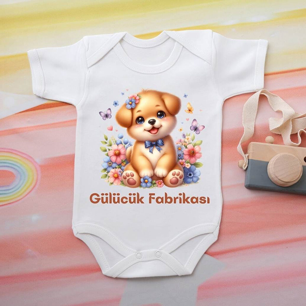 %100 Pamuklu Organik Baskılı Premium Çıtçıtlı Bebek Body Zıbın 00070