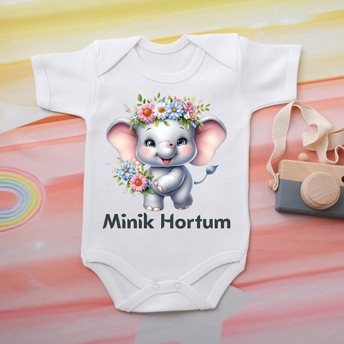 %100 Pamuklu Organik Baskılı Premium Çıtçıtlı Bebek Body Zıbın 00081