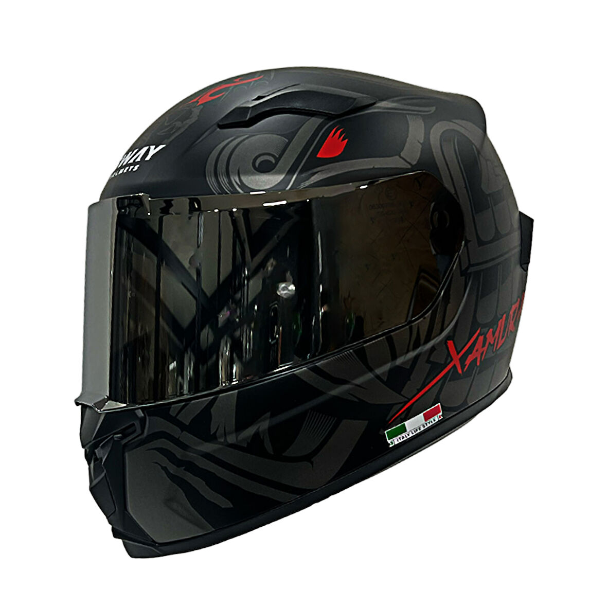 Sway Kapalı Kask Sw 820 Xamuraı Gri Kırmızı