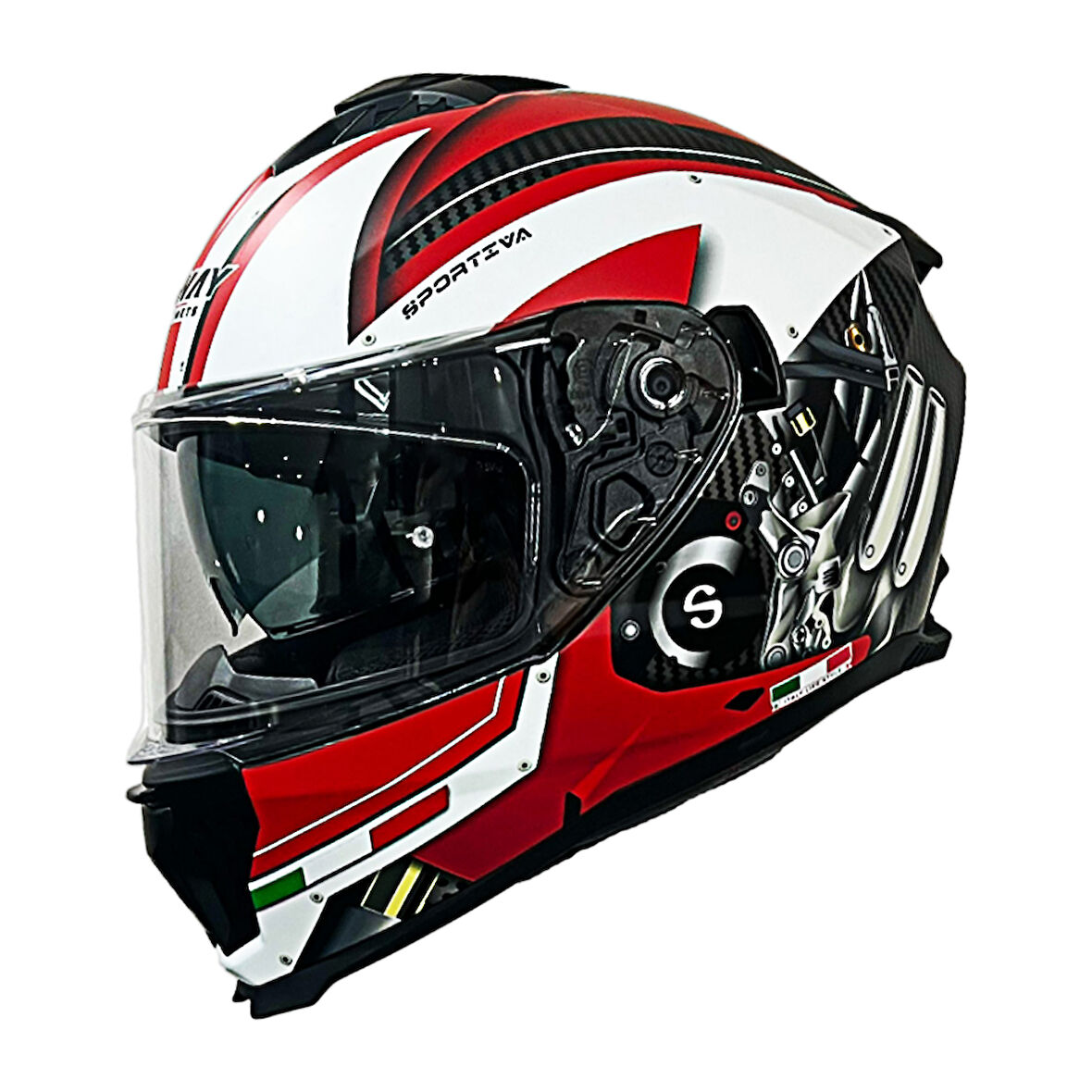 Sway Kapalı Kask Sw 865 Engine Beyaz Kırmızı