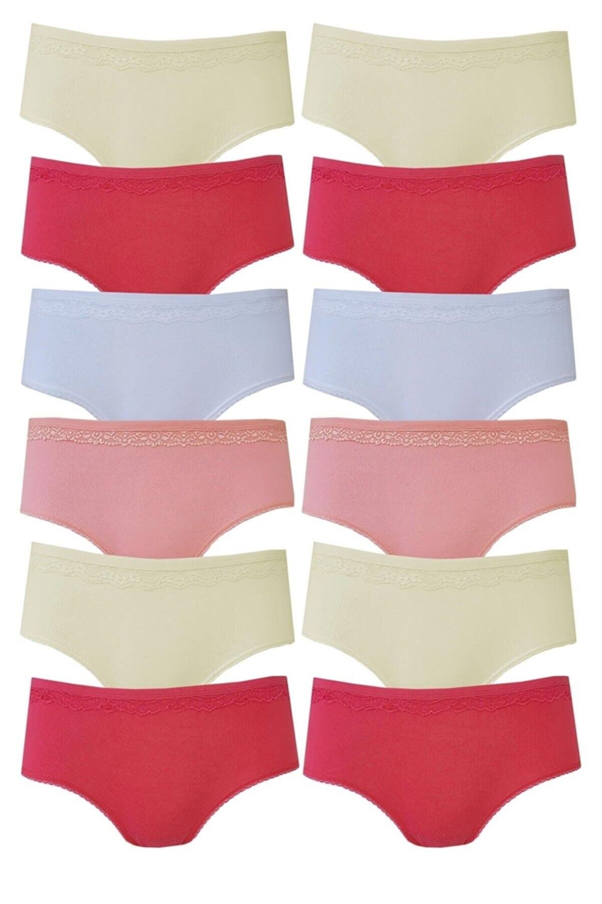 Kadın 12li Paket Karışık Renk Pınar Bikini Külot